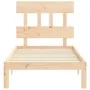 Bed frame with solid wood headboard by , Beds and slatted bases - Ref: Foro24-3193561, Price: 87,73 €, Discount: %