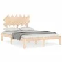 Estructura de cama de matrimonio con cabecero madera maciza de , Camas y somieres - Ref: Foro24-3193701, Precio: 127,29 €, De...