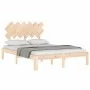 Double bed frame with solid wood headboard by , Beds and slatted bases - Ref: Foro24-3193701, Price: 127,30 €, Discount: %