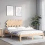 Double bed frame with solid wood headboard by , Beds and slatted bases - Ref: Foro24-3193701, Price: 127,30 €, Discount: %