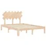 Estructura de cama de matrimonio con cabecero madera maciza de , Camas y somieres - Ref: Foro24-3193701, Precio: 127,29 €, De...