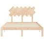 Double bed frame with solid wood headboard by , Beds and slatted bases - Ref: Foro24-3193701, Price: 127,30 €, Discount: %