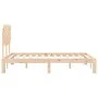 Double bed frame with solid wood headboard by , Beds and slatted bases - Ref: Foro24-3193701, Price: 127,30 €, Discount: %