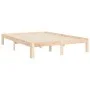 Double bed frame with solid wood headboard by , Beds and slatted bases - Ref: Foro24-3193701, Price: 127,30 €, Discount: %