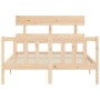 Estructura de cama con cabecero madera maciza 140x200 cm de , Camas y somieres - Ref: Foro24-3193271, Precio: 120,54 €, Descu...