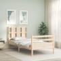 Single bed frame with solid wood headboard by , Beds and slatted bases - Ref: Foro24-3194076, Price: 91,50 €, Discount: %