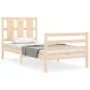 Single bed frame with solid wood headboard by , Beds and slatted bases - Ref: Foro24-3194076, Price: 90,31 €, Discount: %