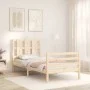 Single bed frame with solid wood headboard by , Beds and slatted bases - Ref: Foro24-3194076, Price: 90,31 €, Discount: %