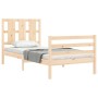 Single bed frame with solid wood headboard by , Beds and slatted bases - Ref: Foro24-3194076, Price: 91,50 €, Discount: %