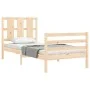 Single bed frame with solid wood headboard by , Beds and slatted bases - Ref: Foro24-3194076, Price: 90,31 €, Discount: %