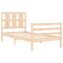 Single bed frame with solid wood headboard by , Beds and slatted bases - Ref: Foro24-3194076, Price: 91,50 €, Discount: %