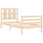 Single bed frame with solid wood headboard by , Beds and slatted bases - Ref: Foro24-3194076, Price: 90,31 €, Discount: %