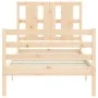 Single bed frame with solid wood headboard by , Beds and slatted bases - Ref: Foro24-3194076, Price: 90,31 €, Discount: %