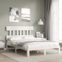 Weißer Massivholzbettrahmen mit Kopfteil 140x190 cm von , Betten und Lattenroste - Ref: Foro24-3193577, Preis: 139,90 €, Raba...