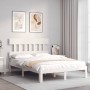 Weißer Massivholzbettrahmen mit Kopfteil 140x190 cm von , Betten und Lattenroste - Ref: Foro24-3193577, Preis: 139,90 €, Raba...