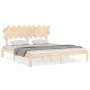 Double bed frame with solid wood headboard by , Beds and slatted bases - Ref: Foro24-3193741, Price: 145,66 €, Discount: %