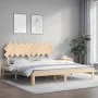 Estructura de cama de matrimonio con cabecero madera maciza de , Camas y somieres - Ref: Foro24-3193741, Precio: 145,64 €, De...