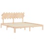 Double bed frame with solid wood headboard by , Beds and slatted bases - Ref: Foro24-3193741, Price: 156,70 €, Discount: %