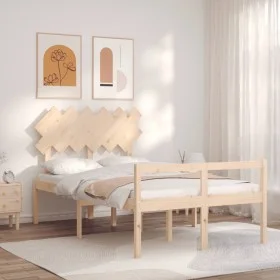 Double bed for seniors with solid wood headboard by , Beds and slatted bases - Ref: Foro24-3195516, Price: 132,72 €, Discount: %