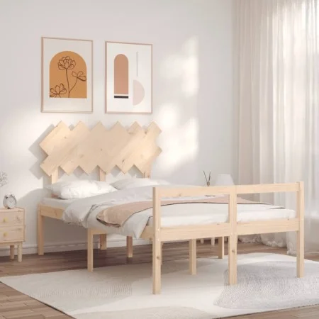 Double bed for seniors with solid wood headboard by , Beds and slatted bases - Ref: Foro24-3195516, Price: 132,72 €, Discount: %