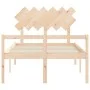 Double bed for seniors with solid wood headboard by , Beds and slatted bases - Ref: Foro24-3195516, Price: 132,72 €, Discount: %