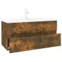 Mueble de baño con lavabo madera contrachapada roble ahumado de , Tocadores de baño - Ref: Foro24-3152879, Precio: 219,51 €, ...