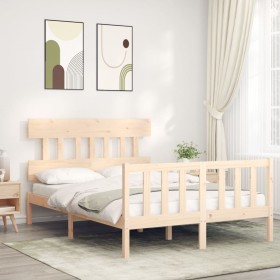 Estructura de cama con cabecero madera maciza 140x200 cm