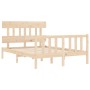 Bed frame with solid wood headboard 140x200 cm by , Beds and slatted bases - Ref: Foro24-3193336, Price: 123,87 €, Discount: %