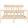 Bed frame with solid wood headboard 140x200 cm by , Beds and slatted bases - Ref: Foro24-3193336, Price: 123,87 €, Discount: %