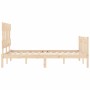 Bed frame with solid wood headboard 140x200 cm by , Beds and slatted bases - Ref: Foro24-3193336, Price: 123,87 €, Discount: %