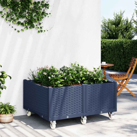 Jardinera con ruedas PP azul gris 100x80x54 cm en Maceteros y jardineras | Comprar online en Foro24