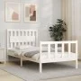 White solid wood bed frame with headboard 100x200 cm by , Beds and slatted bases - Ref: Foro24-3192417, Price: 133,25 €, Disc...