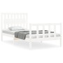 White solid wood bed frame with headboard 100x200 cm by , Beds and slatted bases - Ref: Foro24-3192417, Price: 135,28 €, Disc...