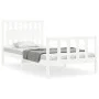 White solid wood bed frame with headboard 100x200 cm by , Beds and slatted bases - Ref: Foro24-3192417, Price: 133,25 €, Disc...