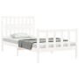 White solid wood bed frame with headboard 100x200 cm by , Beds and slatted bases - Ref: Foro24-3192417, Price: 135,28 €, Disc...