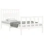 White solid wood bed frame with headboard 100x200 cm by , Beds and slatted bases - Ref: Foro24-3192417, Price: 133,25 €, Disc...