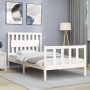 Weißer Massivholzbettrahmen mit Kopfteil 100x200 cm von , Betten und Lattenroste - Ref: Foro24-3192417, Preis: 135,28 €, Raba...