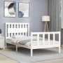 White solid wood bed frame with headboard 100x200 cm by , Beds and slatted bases - Ref: Foro24-3192417, Price: 133,25 €, Disc...