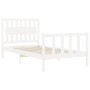 White solid wood bed frame with headboard 100x200 cm by , Beds and slatted bases - Ref: Foro24-3192417, Price: 135,28 €, Disc...