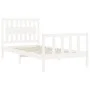 White solid wood bed frame with headboard 100x200 cm by , Beds and slatted bases - Ref: Foro24-3192417, Price: 133,25 €, Disc...