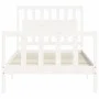 White solid wood bed frame with headboard 100x200 cm by , Beds and slatted bases - Ref: Foro24-3192417, Price: 133,25 €, Disc...
