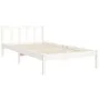 White solid wood bed frame with headboard 100x200 cm by , Beds and slatted bases - Ref: Foro24-3192417, Price: 133,25 €, Disc...