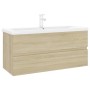 Mueble con lavabo madera de ingeniería roble Sonoma de , Tocadores de baño - Ref: Foro24-3071660, Precio: 325,32 €, Descuento: %