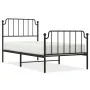 Bed frame with headboard and black metal footboard 90x200 cm by , Beds and slatted bases - Ref: Foro24-373898, Price: 72,87 €...