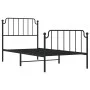 Bed frame with headboard and black metal footboard 90x200 cm by , Beds and slatted bases - Ref: Foro24-373898, Price: 72,87 €...