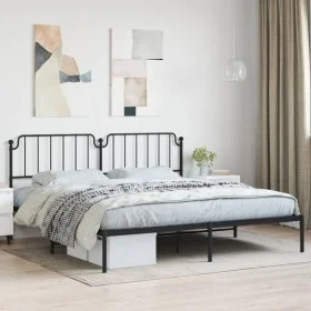 Bed frame with black metal headboard 193x203 cm by , Beds and slatted bases - Ref: Foro24-373893, Price: 99,85 €, Discount: %