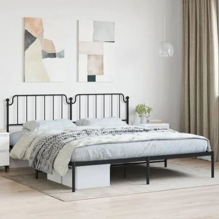 Estructura de cama con cabecero metal negro 193x203 cm de , Camas y somieres - Ref: Foro24-373893, Precio: 99,85 €, Descuento: %