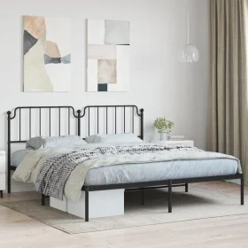 Bed frame with black metal headboard 180x200 cm by , Beds and slatted bases - Ref: Foro24-373891, Price: 101,24 €, Discount: %