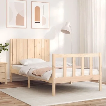 Bettgestell mit Massivholzkopfteil 100x200 cm von , Betten und Lattenroste - Ref: Foro24-3192936, Preis: 131,15 €, Rabatt: %