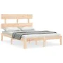 Bed frame with solid wood headboard 140x190 cm by , Beds and slatted bases - Ref: Foro24-3193511, Price: 116,63 €, Discount: %